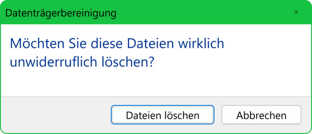 Windows disk cleanup window on a computer screen