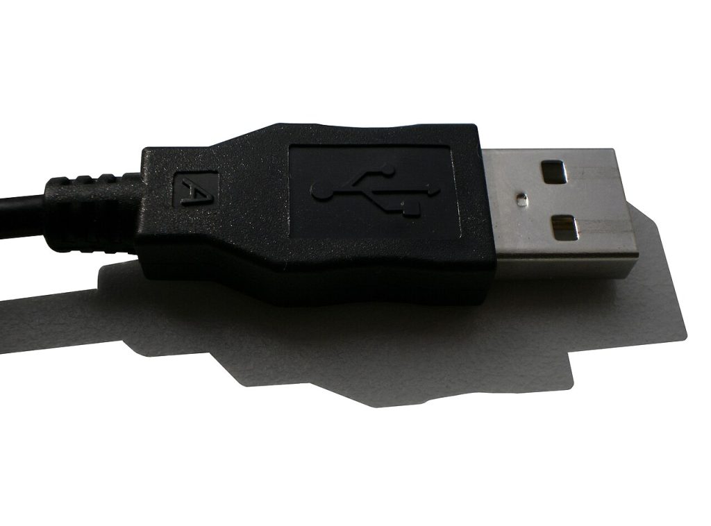 A USB cable used with a flash drive for file recovery
