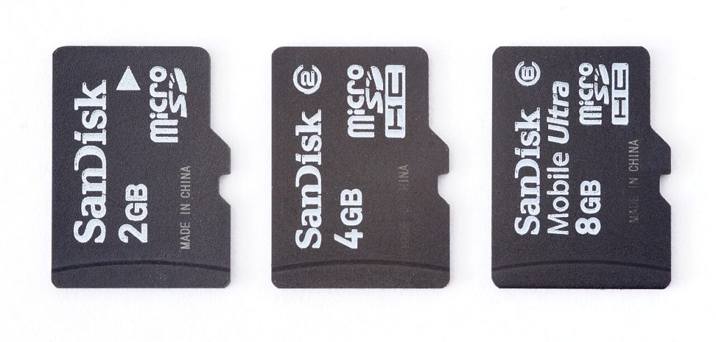 MicroSD memory cards of different capacities