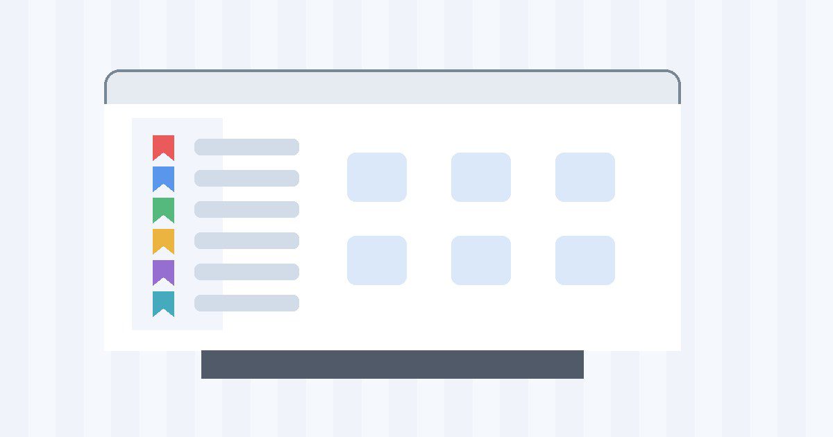 Laptop browser window with tidy bookmark folders