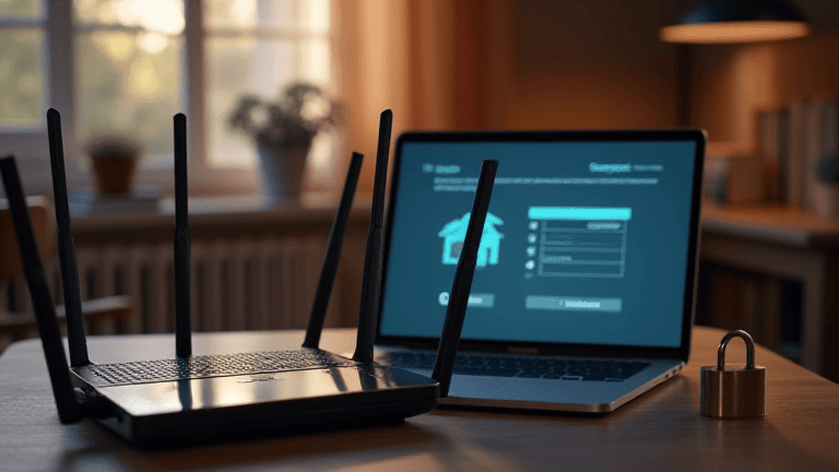 secure home router settings on laptop