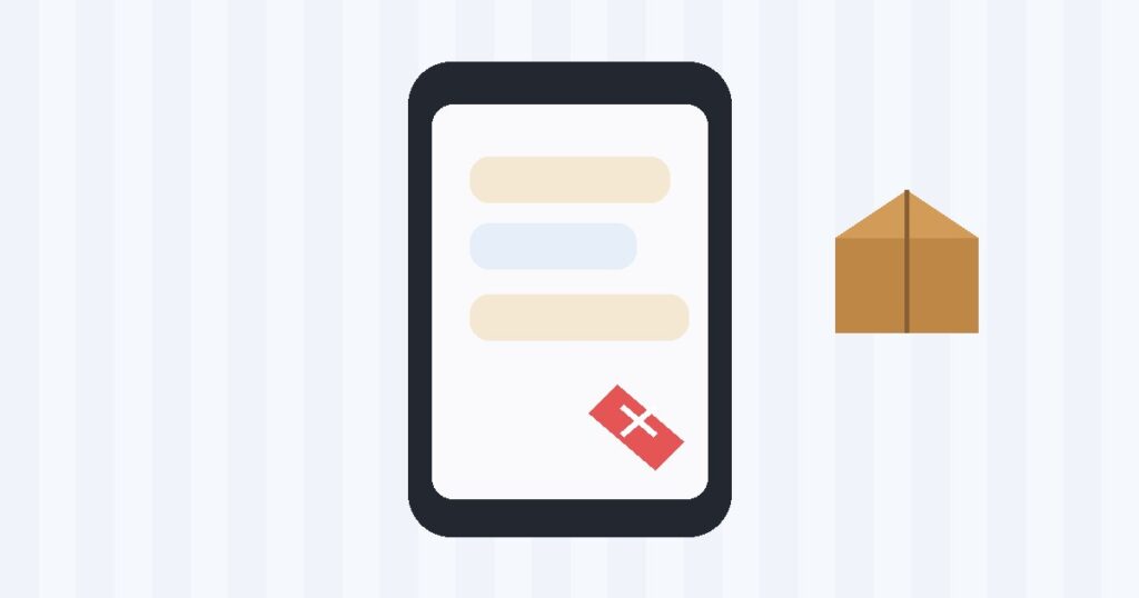 Phone with suspicious delivery message beside a package