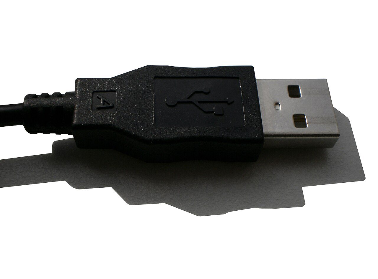 USB charging cable close-up ready to be labelled and stored