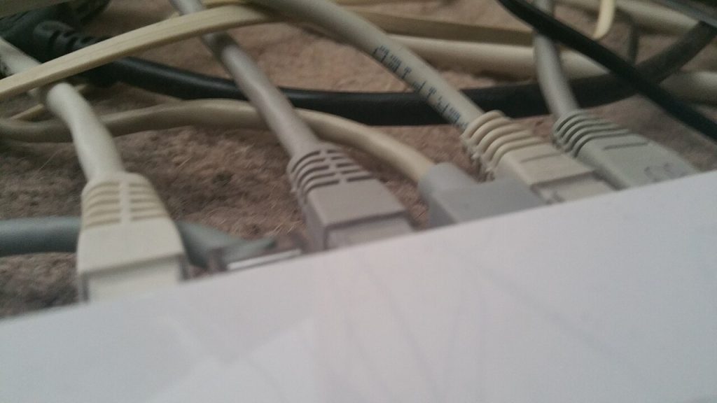 wired ethernet connection using network cables plugged into a home router